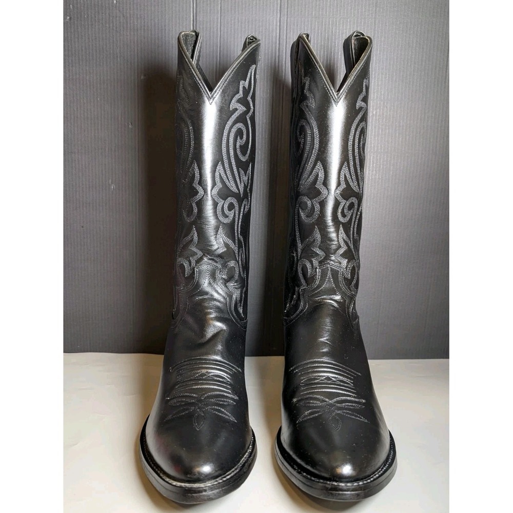 Justin Boots Mens 1409 London Calf Leather Western Rodeo Cowboy Black 8.5 D